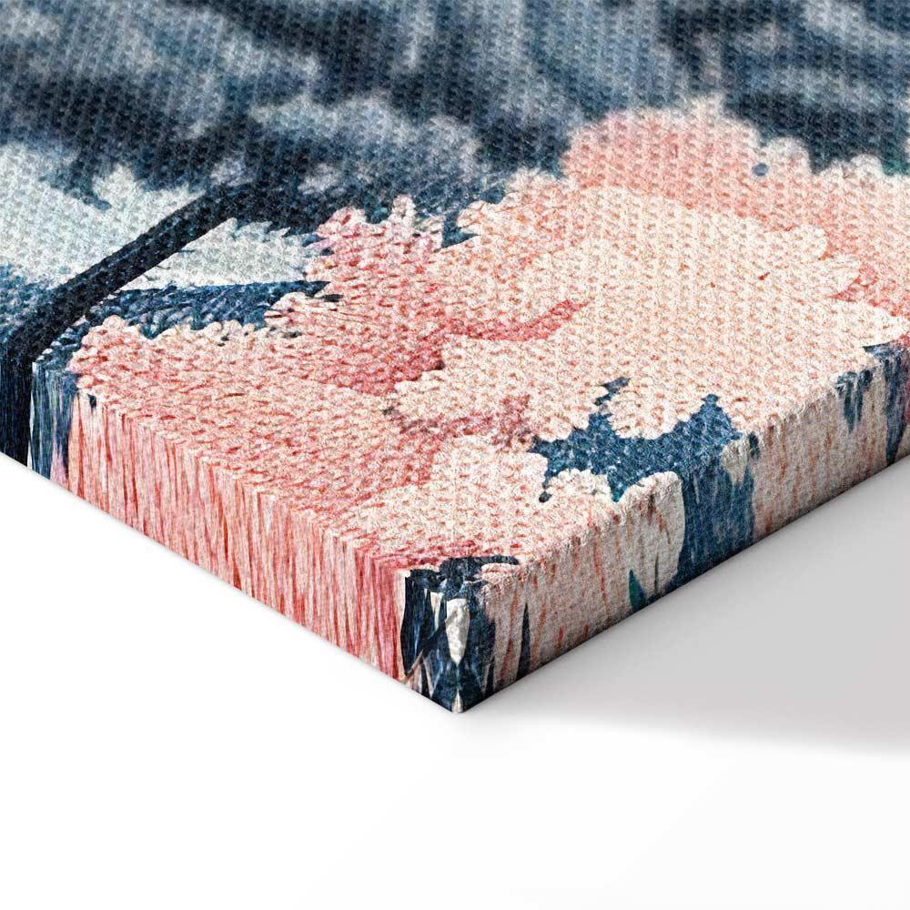 Obraz - Pejzaż z oceanem klifami i drzewami w delikatnych różowych barwach