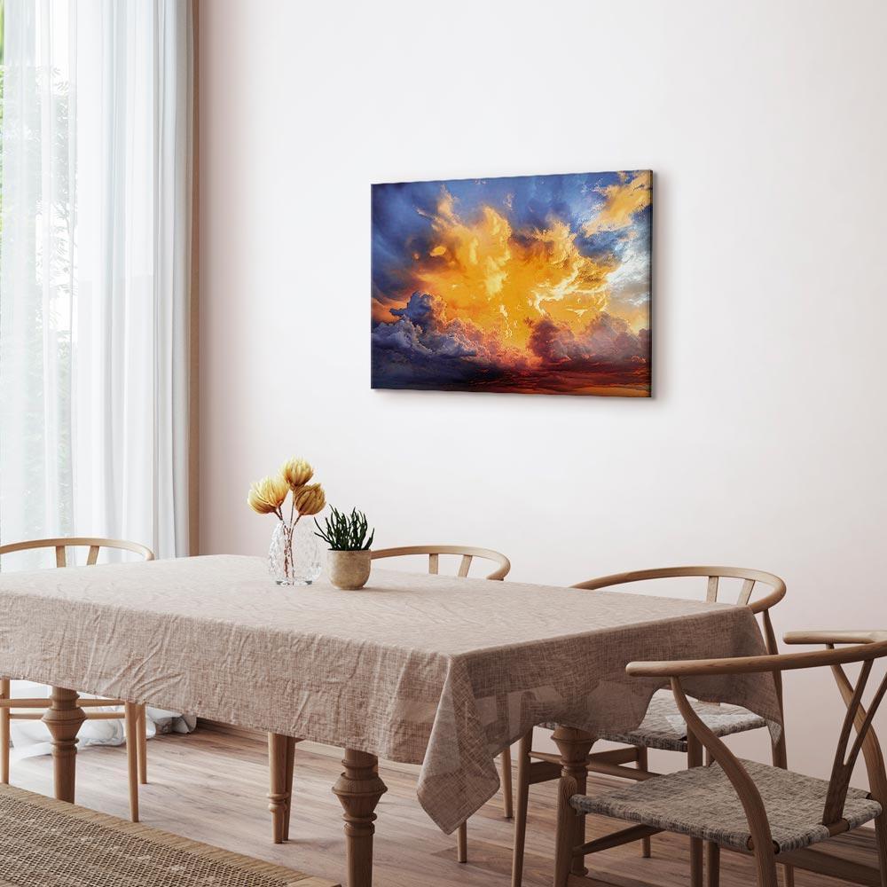 Obraz - Piękny zachód słońca - chmury w ciepłych odcieniach