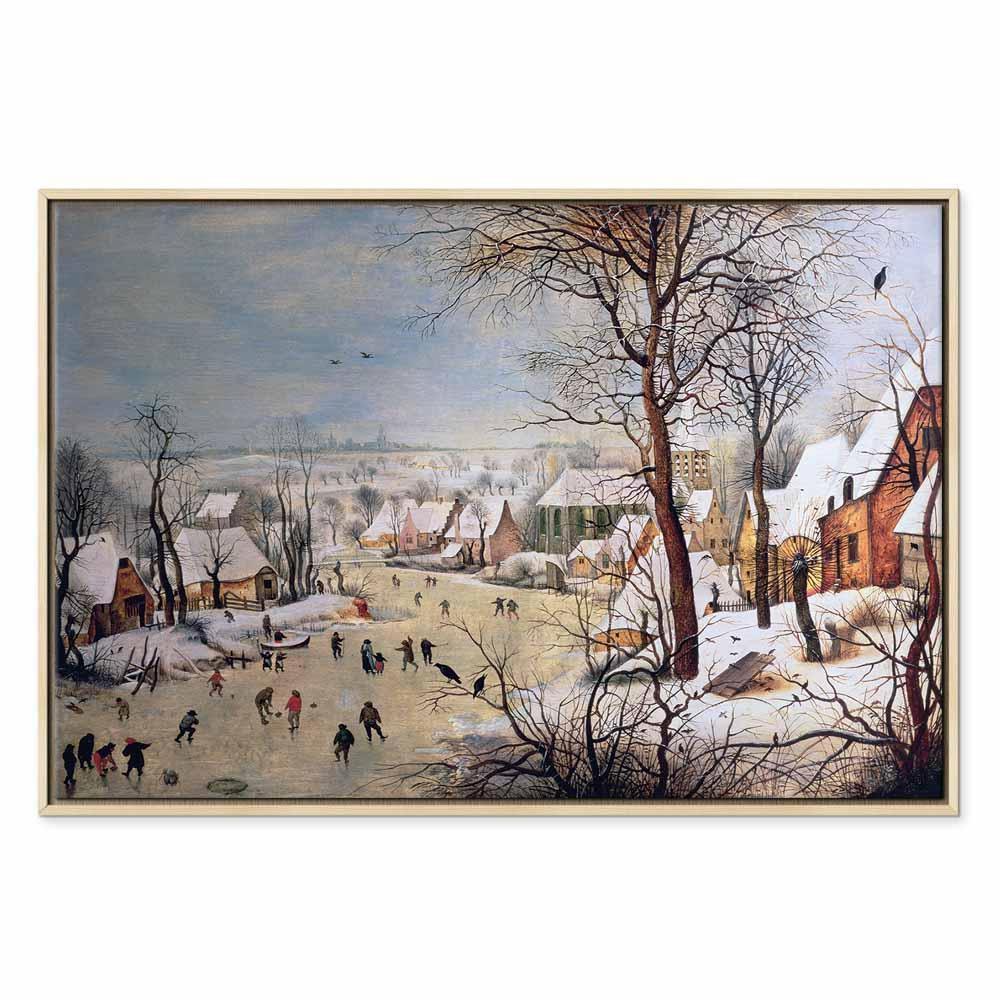 Obraz - Pieter Bruegel (starszy) – Zimowy pejzaż z łyżwiarzami i pułapką na ptaki