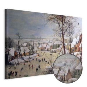 Obraz - Pieter Bruegel (starszy) – Zimowy pejzaż z łyżwiarzami i pułapką na ptaki