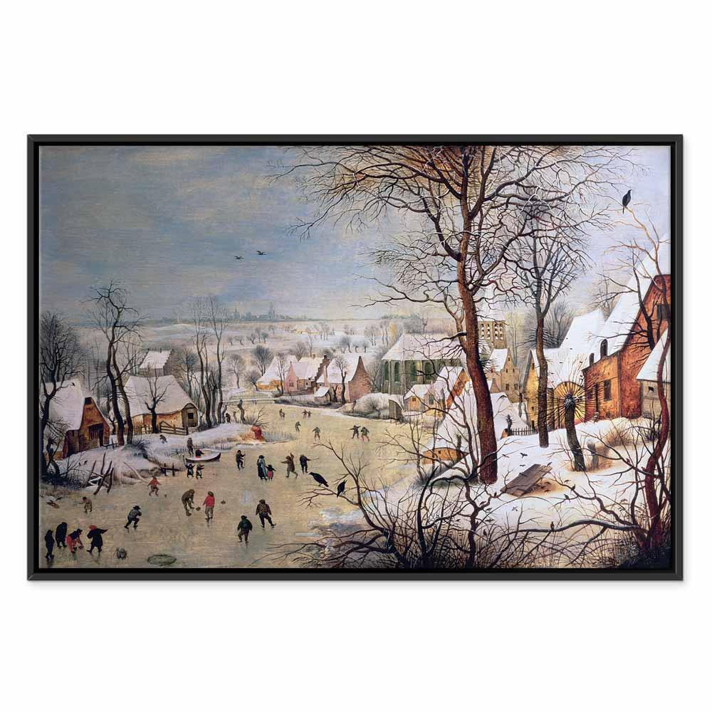 Obraz - Pieter Bruegel (starszy) – Zimowy pejzaż z łyżwiarzami i pułapką na ptaki
