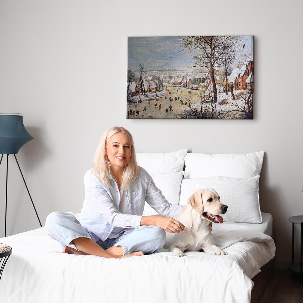 Obraz - Pieter Bruegel (starszy) – Zimowy pejzaż z łyżwiarzami i pułapką na ptaki