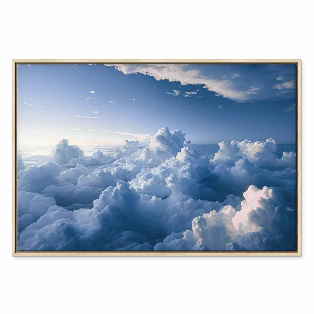 Obraz - Podniebne pejzaże: Promienie oświetlające puchowe formacje chmur