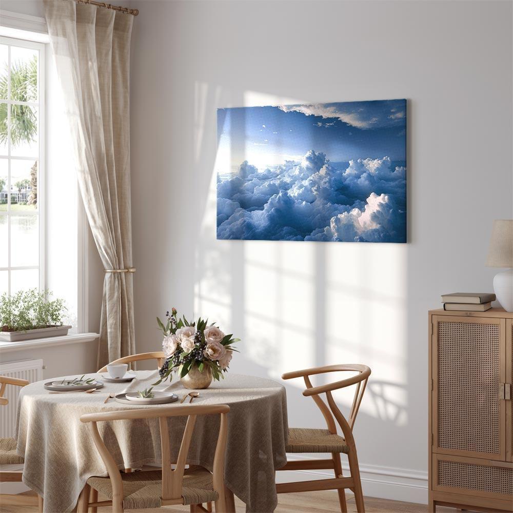 Obraz - Podniebne pejzaże: Promienie oświetlające puchowe formacje chmur