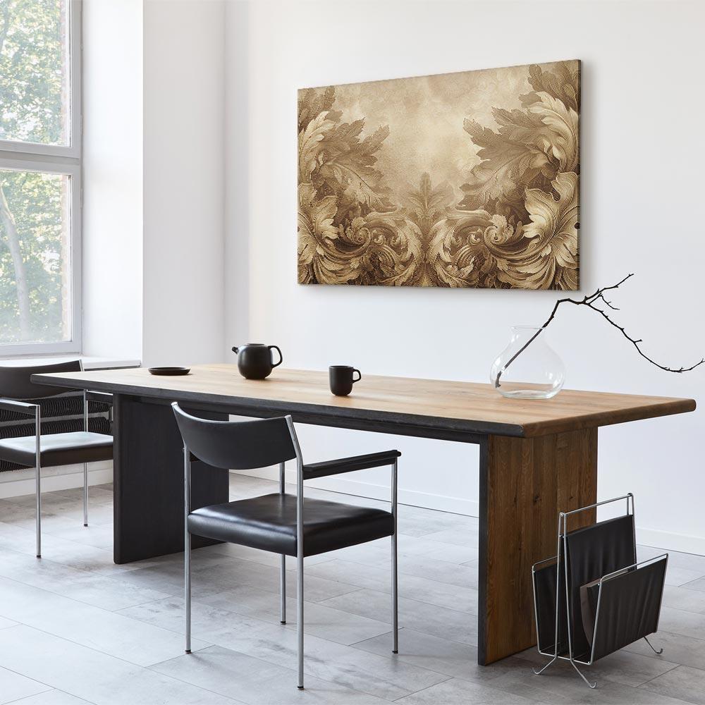 Obraz - Rzeźbione ornamenty barokowe bogata kompozycja w kolorach sepii