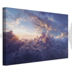 Obraz - Słońce w ukryciu: złote oblicze nieba nad chmurnym morzem