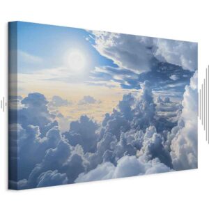 Obraz - Symfonia Światła: Słońce i chmury współgrające na przepięknym niebie