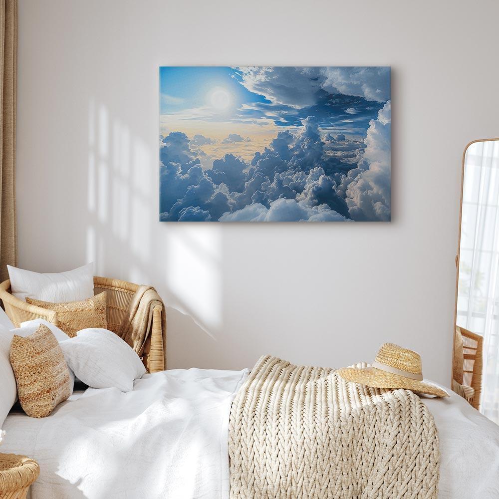 Obraz - Symfonia Światła: Słońce i chmury współgrające na przepięknym niebie