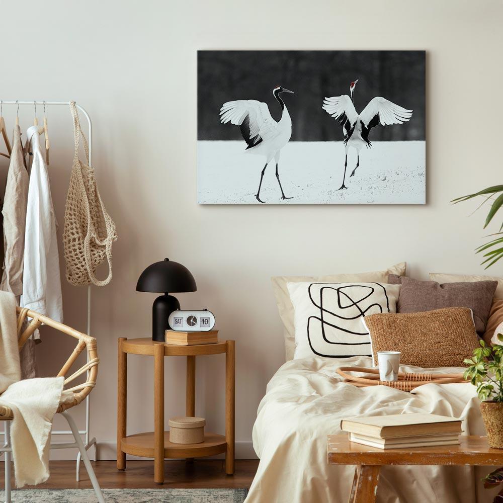 Obraz - Tańczące żurawie (1-częściowy) szeroki