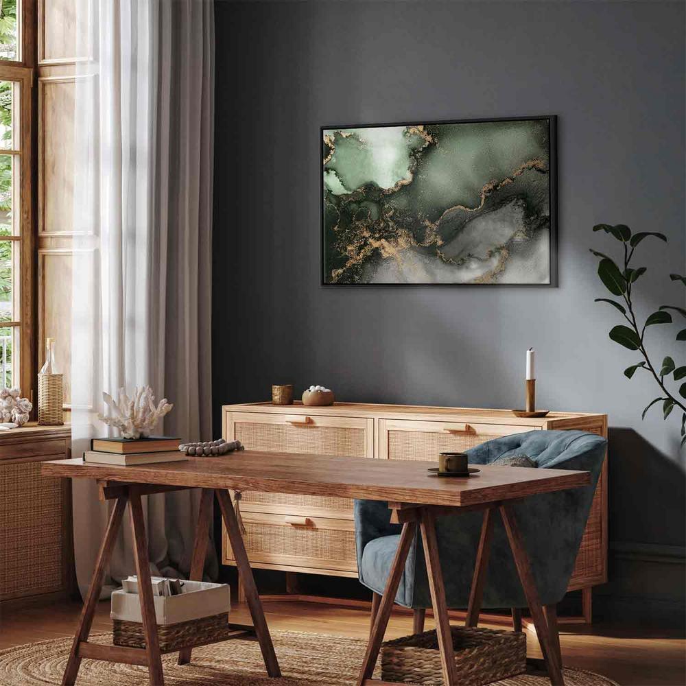 Obraz - Zielona akwarela - abstrakcja inspirowana strukturą marmuru