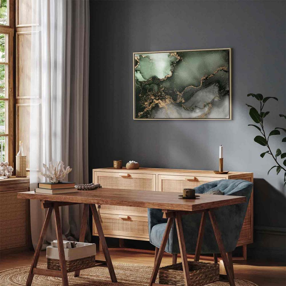 Obraz - Zielona akwarela - abstrakcja inspirowana strukturą marmuru