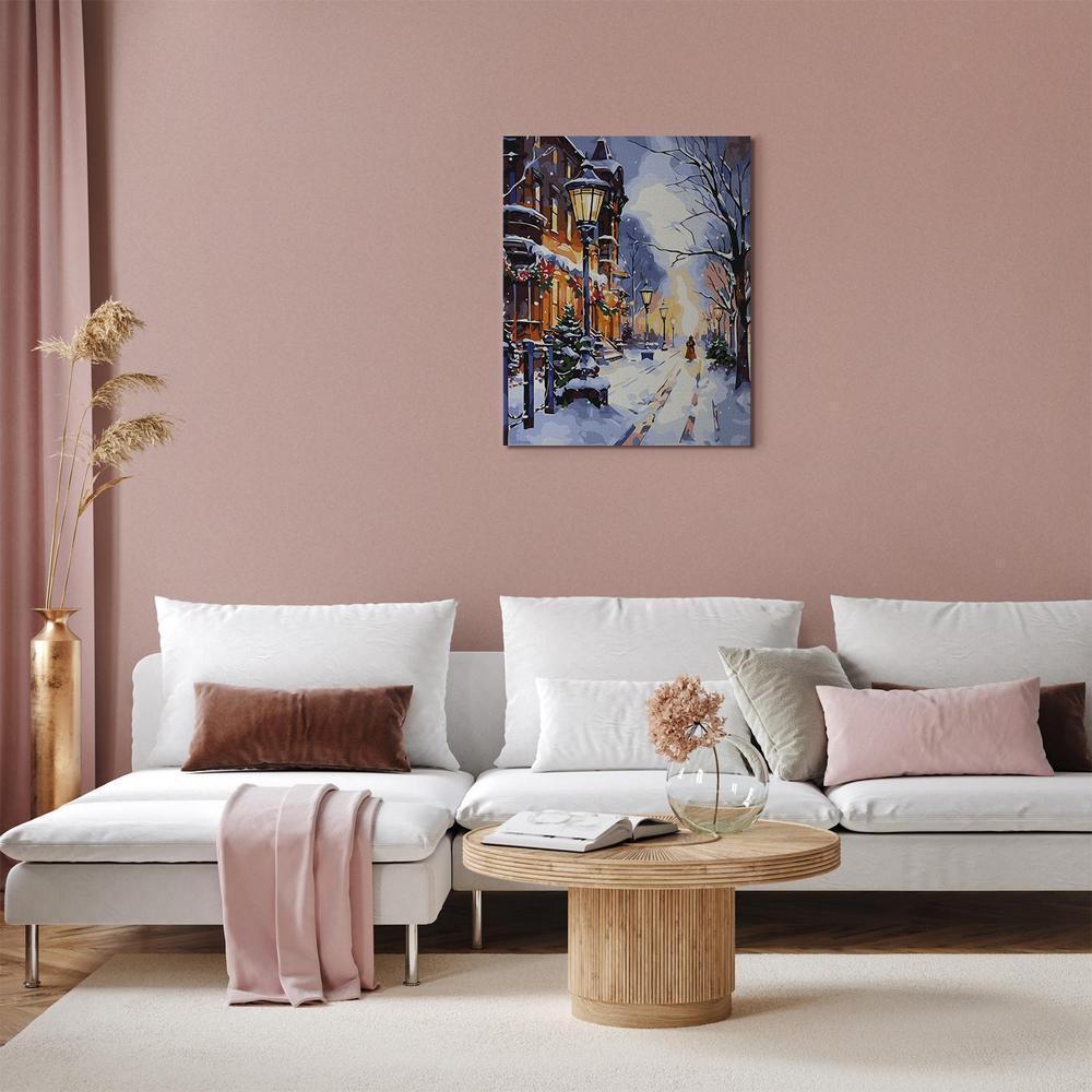 Obraz do samodzielnego malowania - Blask latarni w zimie