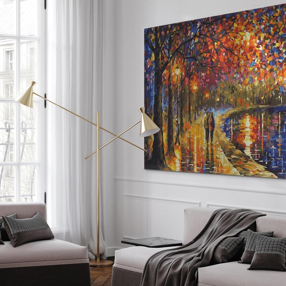 Obraz do samodzielnego malowania - Jesienny spacer w świetle latarni