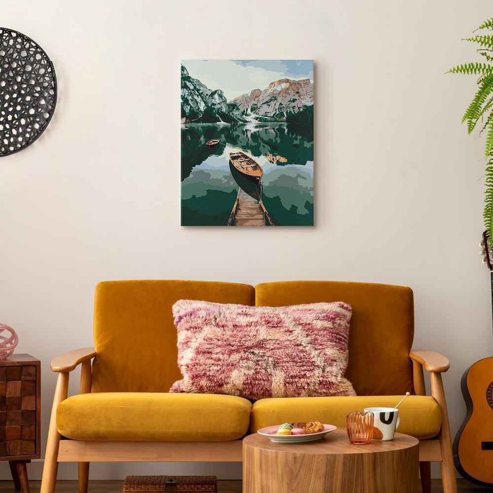 Obraz do samodzielnego malowania - Łodzie w Dolomitach