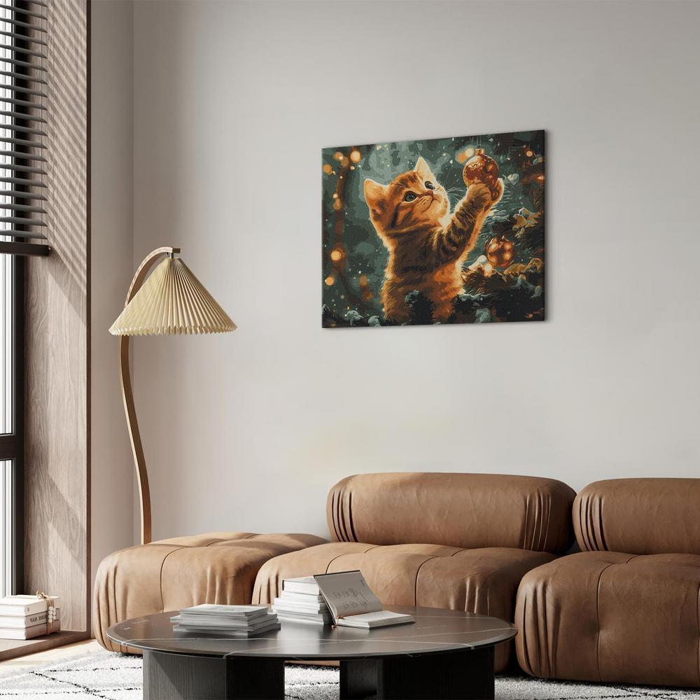 Obraz do samodzielnego malowania - Świąteczny kotek