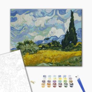 Obraz do samodzielnego malowania - Vincent Van Gogh – Pole pszenicy z cyprysami