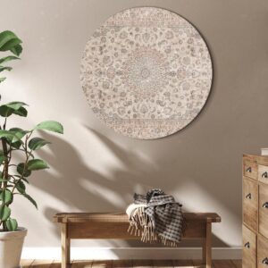 Obraz okrągły - Piaskowy dywan - przetarty perski dywan z bogatymi motywami zdobniczymi