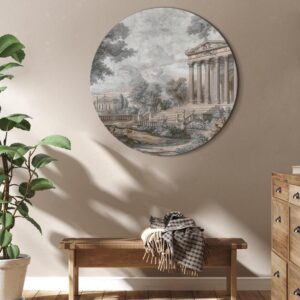 Obraz okrągły - Świątynia na wzgórzu - grecka architektura w stonowanej kolorystyce