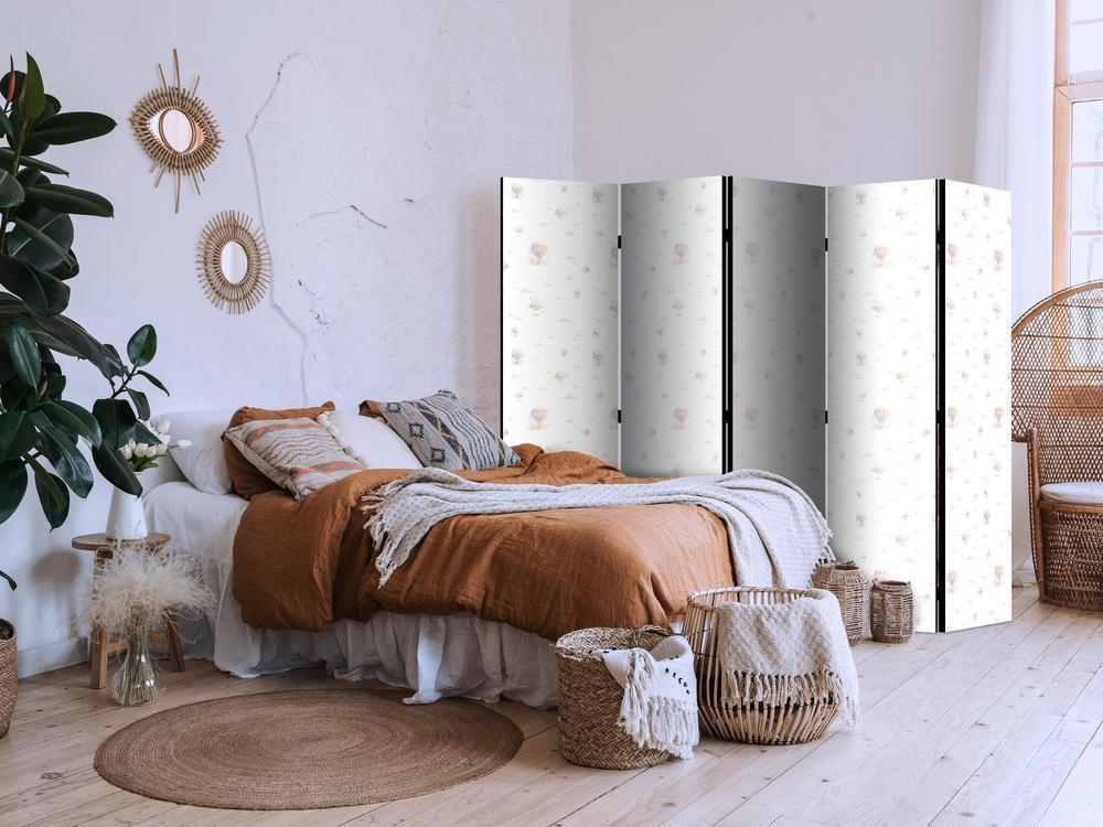 Parawan - Akwarela - kolorowe balony i sterowce na tle kolorowych chmur