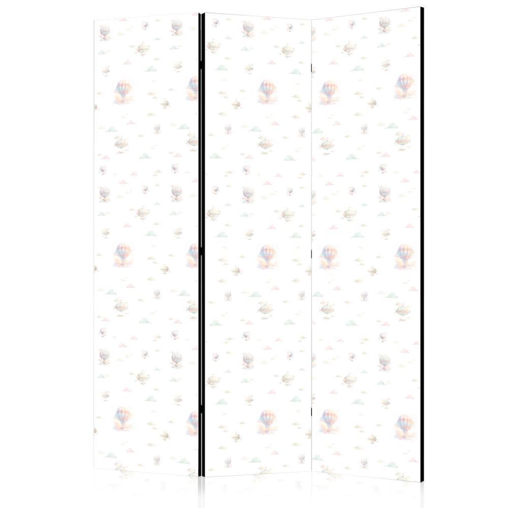 Parawan - Akwarela - kolorowe balony i sterowce na tle kolorowych chmur