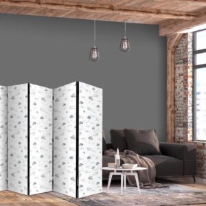 Parawan - Akwarela - pokaz samolotów na jasnym niebie z delikatnymi chmurkami