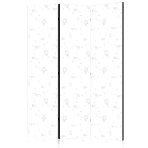 Parawan - Akwarela - samoloty i balony namalowane na białym tle nieba