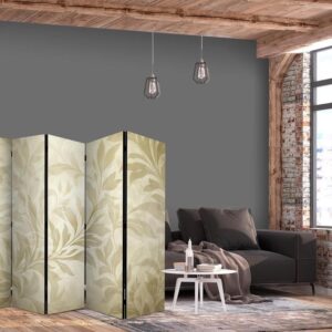 Parawan - Botaniczny motyw z listkami i pnączami w kolorach piaskowych