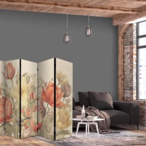 Parawan - Bukiet z tulipanami - kolorowe kwiaty na jasnym tle - ilustracja