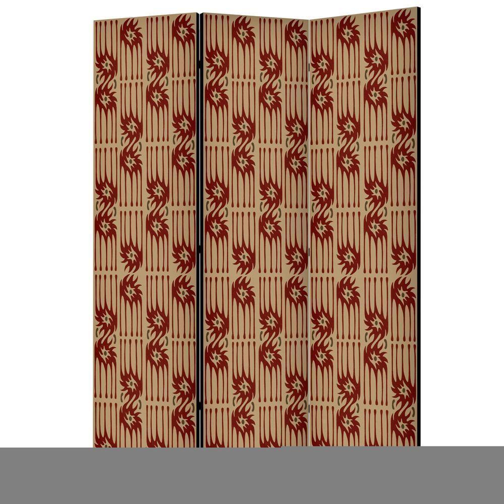 Parawan - Drapieżne rysy - czerwone abstrakcyjne kształty inspirowane tribalem