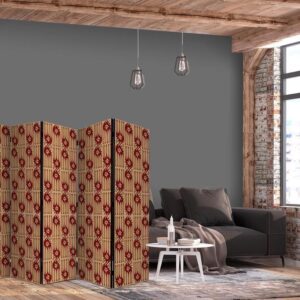 Parawan - Drapieżne rysy - czerwone abstrakcyjne kształty inspirowane tribalem