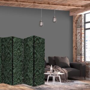 Parawan - Gęsta roślinność - botaniczne wzory w ilustracyjnym stylu zielone