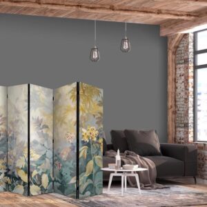 Parawan - Gobelinowy wzór z łąką i kwiatami - kilim z wiosennym motywem