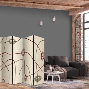 Parawan - Labirynt z koralików - minimalistyczna abstrakcja na przecieranym tle