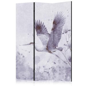 Parawan - Majestatyczny lot - żuraw w locie w monochromatycznej, chłodnej kolorystyce