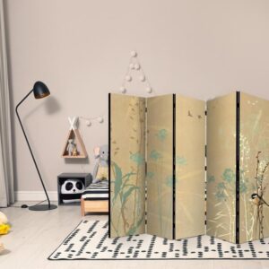 Parawan - Malutki ptaszek - kolorowe trawy w złotych odcieniach zachodu słońca