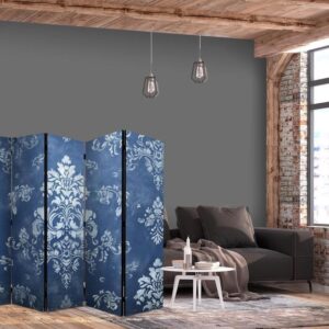 Parawan - Ornament retro - dekoracyjny motyw w przetartych błękitach