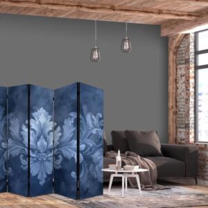 Parawan - Ornament w błękitnych i chłodnych kolorach ciemnoniebieska dekoracja