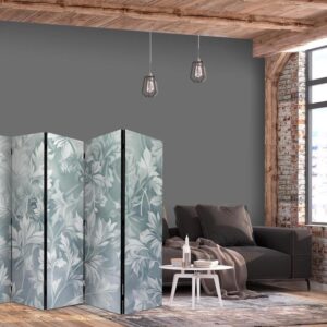 Parawan - Ornamenty w przetartych zgaszonych turkusach - delikatny wzór roślinny