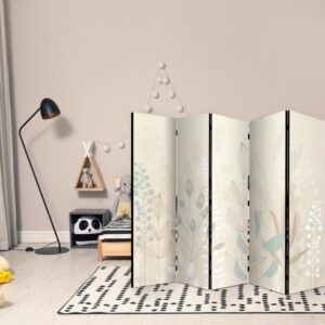 Parawan - Poranek na polanie - różnorodne pastelowe rośliny na beżowym tle