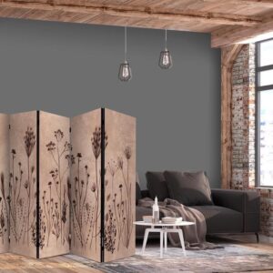 Parawan - Roślinny vintage - delikatne polne kwiaty na tle w technice lime wash