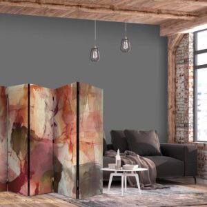 Parawan - Różana abstrakcja - rozlana farba akwarelowa w wiosennych kolorach