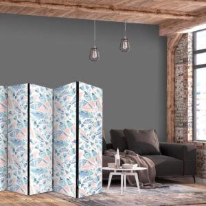 Parawan - Ryby w minimalistycznym stylu - Rybki w azteckim stylu w pastelowych tonacjach kolorystycznych na białym tle