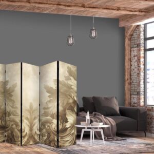 Parawan - Rzeźbione ornamenty barokowe - bogata kompozycja w kolorach sepii