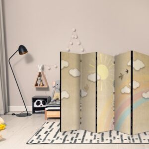 Parawan - Wakacyjne niebo - tęcza w słoneczny dzień i odlatujące ptaszki