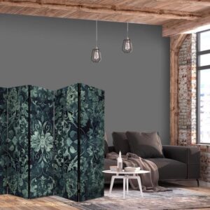 Parawan - Wzór orientalny dywanowy - szmaragdowe ornamenty i przetarte wzory