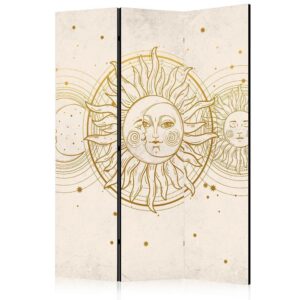 Parawan - Złote Słońce i Księżyc - artystyczna ilustracja w stylu retro