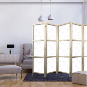 Parawan japoński - Akwarela - samoloty i balony namalowane na białym tle nieba