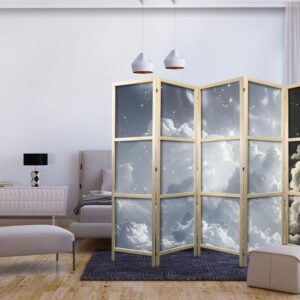 Parawan japoński - Astralny spokój: Gwiazdy rozsypane nad delikatnymi chmurami