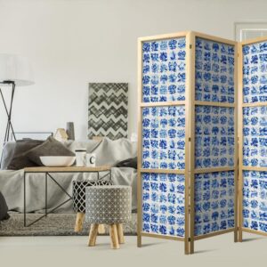 Parawan japoński - Ceramiczne kafelki - tradycyjne portugalskie niebieskie płytki azulejos