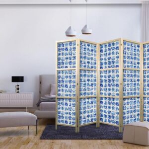 Parawan japoński - Ceramiczne kafelki - tradycyjne portugalskie niebieskie płytki azulejos